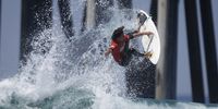 Nolan Rapoza of the United States surfs in the Men's Challenger Series Semifinals during the 2023 US Open of Surfing in Huntington Beach, California, USA, 06 August 2023.  EPA-EFE/CAROLINE BREHMAN