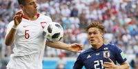 epa06847366 Jan Bednarek (L) of Poland and Gotoku Sakai of Japan in action during the FIFA World Cup 2018 group H preliminary round soccer match between Japan and Poland in Volgograd, Russia, 28 June 2018.</p>
<p>(RESTRICTIONS APPLY: Editorial Use Only, not used in association with any commercial entity - Images must not be used in any form of alert service or push service of any kind including via mobile alert services, downloads to mobile devices or MMS messaging - Images must appear as still images and must not emulate match action video footage - No alteration is made to, and no text or image is superimposed over, any published image which: (a) intentionally obscures or removes a sponsor identification image; or (b) adds or overlays the commercial identification of any third party which is not officially associated with the FIFA World Cup)  EPA-EFE/SERGEI ILNITSKY   EDITORIAL USE ONLY