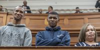 Jacqen Appollis, Steveno  van Rhyn and Kelly Smith during sentencing proceedings in the Joshlin Smith kidnapping case at the Western Cape High Court in Cape Town on 23 May 2025. (Photo: Gallo Images / Brenton Geach)