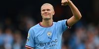 MANCHESTER, ENGLAND - OCTOBER 02: Erling Haaland of Manchester City celebrates after the Premier League match between Manchester City and Manchester United at Etihad Stadium on October 02, 2022 in Manchester, England. (Photo by Michael Regan/Getty Images)