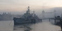 The Tower of London, Tower Bridge and the HMS Belfast pictured in eerie morning mist. (Photo: Trigga)