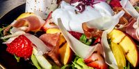 Frank Mwase’s burrata salad with heirloom tomatoes and grilled fruit. (Photo: Frank Mwase)