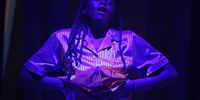 Asanda Ruda performing in KEMET Black Lands, 30 June 2025, NAF Makhanda. (Photograph: Mark Wessels)