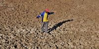 Phineas Setjie and his fellow villagers contributed R150 per household to pay for an earth moving machine to build a catchment dam in the village.But this has also gone dry.( Photo: Lucas Ledwaba/Mukurukuru Media)