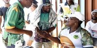 MK party  members shake hands at a recruitment drive in Mapleton in Ekurhuleni on 16 March 2024. (Photo: Felix Dlangamandla)