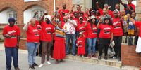 Supporters of the Unemployed Peoples’ Movement (UPM) celebrating their court victory outside the Grahamstown High Court, 14 January 2020. (Photo: supplied)