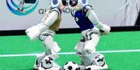 Robot soccer players compete during the RoboCup Asia-Pacific 2024 in Qingdao, east China's Shandong Province, 26 October 2024 (issued 27 october 2024). More than 200 teams from over 20 countries and regions participated in this competition.  EPA-EFE/XINHUA / Yu Fangping CHINA OUT / UK AND IRELAND OUT  /       MANDATORY CREDIT EDITORIAL USE ONLY