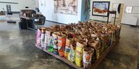 Potato bag art at Modern Art Project in Richmond.<br>