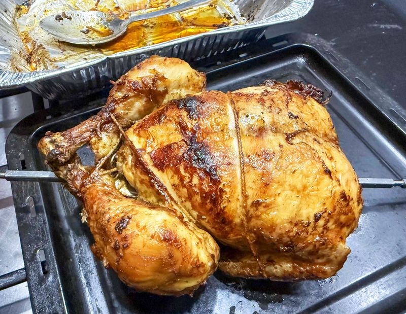 Rotisserie chicken, golden and spicy