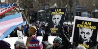 Citizens take part in a nationwide protest on Presidents' Day against the recent agenda of US President Donald Trump, outside the Massachusetts Statehouse in Boston, Massachusetts, USA, 17 February 2025.  EPA-EFE/CJ GUNTHER