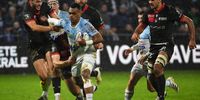 Bayonne's Fijian centre Sireli Maqala (CL) runs with the ball during the French Top14 rugby union match between Aviron Bayonnais (Bayonne) and Lyon Olympique Universitaire rugby (LOU) at Stade Jean Dauger in Bayonne, south-western France on December 3, 2022. (Photo by GAIZKA IROZ / AFP)
