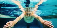 Gerson Sobel, 93, of Rockville Center, New York swims his morning laps at the Freeport Recreation Center on February 6, 2004 in Freeport, New York. (Photo by Al Bello/Getty Images)