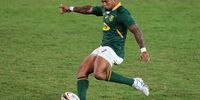 Elton Jantjies of South Africa kicks a conversion during the Rugby Union international match between South Africa and Georgia at Loftus Versfeld Stadium on 2 July 2021 in Pretoria, South Africa. (Photo: David Rogers / Getty Images)