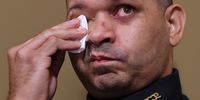 WASHINGTON, DC - JULY 27: U.S. Capitol Police officer Sgt. Aquilino Gonell becomes emotional as he testifies before the House Select Committee investigating the January 6 attack on the U.S. Capitol on July 27, 2021 at the Cannon House Office Building in Washington, DC. Members of law enforcement testified about the attack by supporters of former President Donald Trump on the U.S. Capitol. According to authorities, about 140 police officers were injured when they were trampled, had objects thrown at them, and sprayed with chemical irritants during the insurrection. (Photo by Chip Somodevilla/Getty Images)