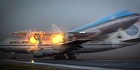 Two loaded Boeing 747s collide on the runway in Tenerife on 27 March 1977. (Still from 'Terror in the Skies' S01E02 by Arrow Media for Channel 4.)