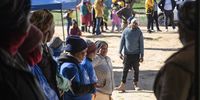 Farmworkers, many wearing DA and ANC T-shirts, cast their votes at the Sandrivier polling station outside Vanrhynsdorp. (Photo: Brenton Geach)