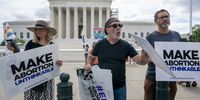  Anti-abortion activists react to the courts decision on Idaho v. USA at the Supreme Court in Washington, DC, USA, 27 June 2024. In a temporary victory for abortion-rights advocates the Supreme Court dismissed the high profile Idaho abortion case Idaho v. United States.  EPA-EFE/SHAWN THEW
