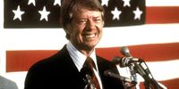 Jimmy Carter In Front Of U.S. Flag