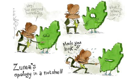 Cartoon: Zuma's apology in a nutshell