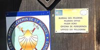 Camino signs at the door of the Camino office in St Jean Pied de Port France, 22 August 2023. (Photo: Pauli van Wyk)