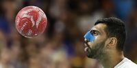 Seif Elderaa of Egypt in action during the Men's Preliminary Round Group B match between France and Egypt at the Handball competitions in the Paris 2024 Olympic Games, at the South Paris Arena in Paris, France, 31 July 2024.  EPA-EFE/RITCHIE B. TONGO