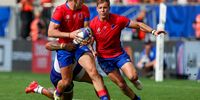 Rodrigo Fernandez of Chile is tackled by Ed Fidow of Samao during their Rugby World Cup clash at Stade de Bordeaux on 16 September, 2023 in Bordeaux, France. (Photo: Hans van der Valk/BSR Agency/Getty Images)