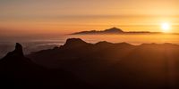 epa07749738 A general view of the sunset near to Risco Caido and the Sacred Mountains of Gran Canaria Island, in Canary Islands, Spain, late 07 July 2019 (issued on 31 July 2019). This mountain system has been recognized as a World Heritage Site by UNESCO, something that the Canarian parliament has welcomed while indicating that this award must contribute to preserve and respect the Island environment and biodiversity.  EPA-EFE/Angel Medina G.