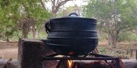 The cast iron pot for fire baking. Image: Supplied