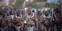 Swazi King Mswati III  arrives at the annual Reed Dance ceremony, Manzini, Swaziland, 28 August 2016. The annual Reed Dance ceremony is a cultural event and rights of passage for maidens to reach adulthood. The maidens cut reeds over the days and weeks prior to the event and present them to King Mswati III.  (Photo: EPA / SHIRAAZ MOHAMED)