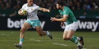 Springbok Jesse Kriel in action with Robbie Henshaw of Ireland during the Castle Lager Incoming Tour at Loftus Versfeld in Pretoria on 6 July 2024. n(Photo: Felix Dlangamandla)