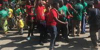 ZANU-PF demonstrators were also at the World Economic Forum meeting. Photo: Tariro Washinyira