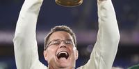 Rassie Erasmus, Head Coach of South Africa Rises the Webb Ellis Cup the Rugby World Cup 2019 Final match between England and South Africa at International Stadium Yokohama on November 02, 2019 in Tokyo, Japan. (Photo by Juan Jose Gasparini/Gallo Images/Getty Images)