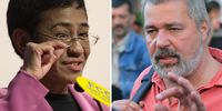 A composite image shows Rappler CEO Maria Ressa in Hong Kong, China, 16 May 2019 (L) and 'Novaya Gazeta' editor-in-chief Dmitry Muratov in Moscow, Russia, 14 June 2012 (R), issued 08 October 2021. Maria Ressa and Dmitry Muratov were announced 2021 Nobel Peace Prize laureate by the Nobel Committee in Oslo on 08 October 2021.  EPA-EFE/JEROME FAVRE/SERGEI CHIRIKOV