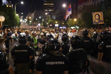 Protesters in Serbia's north demolish ruling party offices