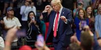 Republican presidential nominee Donald J. Trump dances after speaking at his first joint rally with Republican vice presidential nominee Senator JD Vance at Van Andel Arena in Grand Rapids, Michigan, USA, 20 July 2024.  EPA-EFE/ALLISON DINNER