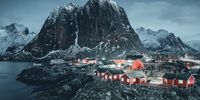 Hamnoy under Stars. The Lofoten Islands are stunning and unique in winter: the freezing cold sea, steep mountains and colourful houses combine to make an absolutely breathtaking adventure. © Marc Hennige, Germany, Shortlist, Professional, Landscape, 2021 Sony World Photography Awards