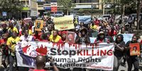 epa10440138 Kenyan human rights activists and members of civil society organizations gather for a peaceful protest against the deaths of human rights defenders in Africa, including the recent killing in Eswatini of human rights lawyer Thulani Maseko, in Nairobi, Kenya, 30 January 2023. Kenyan activists called on the government to publicly condemn the killings, to recognize human rights defenders for their critical role in good governance and democracy in Kenya, and to put in place legal mechanisms for their safety and protection.  EPA-EFE/DANIEL IRUNGU