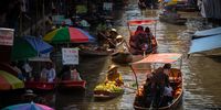 Vendors on sampans in a canal at a floating market in Damnoen Saduak, Thailand, on Monday, April 3, 2023. Thailand is scheduled to release consumer price index (CPI) on April 5. Photographer: Eduardo Leal/Bloomberg via Getty Images