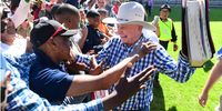 Fans greet Angus Buchan during the Mighty Men gathering at the Athlone Stadium on November 01, 2025 in Cape Town, South Africa. This gathering marked the first-ever Mighty Men Cape Flats event in Cape Town, a day filled with prayer, praise, and renewal. (Photo: Gallo ImagesTheo/Die Burger/Theo Jeptha)