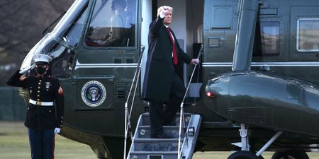 Trump says goodbye at airbase send-off, leaves a note for Biden