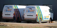 Buthelezi EMS’s ambulances on a smallholding in Eikenhof in the south of Johannesburg waiting to be branded. (Photo: Supplied)