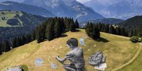 Ephemeral art on Villars landscape in Switzerland