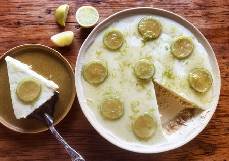 Lime fridge tart with a nutty crust