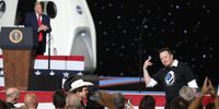 CAPE CANAVERAL, FLORIDA - MAY 30: U.S. President Donald Trump acknowledges Spacex founder Elon Musk (R) after the successful launch of the SpaceX Falcon 9 rocket with the manned Crew Dragon spacecraft at the Kennedy Space Center on May 30, 2020 in Cape Canaveral, Florida. Earlier in the day NASA astronauts Bob Behnken and Doug Hurley lifted off an inaugural flight and will be the first people since the end of the Space Shuttle program in 2011 to be launched into space from the United States. (Photo by Joe Raedle/Getty Images)