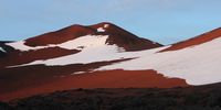 Snow on the high ground. Parts of this volcanic island are devoid of any vegetation. 'There are times when we have been caught in white-out snow conditions and you end up walking around in circles,' says Zafar Monier, noting that navigation can become difficult, even though the team members carry GPS devices and radios. (Photo: Zafar Monier)