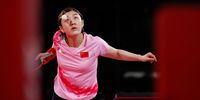 TOKYO, JAPAN - JULY 29: Chen Meng of Team China serves the ball during her Women's Singles Gold Medal match on day six of the Tokyo 2020 Olympic Games at Tokyo Metropolitan Gymnasium on July 29, 2021 in Tokyo, Japan. (Photo by Steph Chambers/Getty Images)