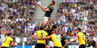 Jean Kleyn of South Africa wins the ball in the line out during the Rugby World Cup 2023 Pool B match between South Africa and Romania at Stade de Bordeaux on September 17, 2023 in Bordeaux, France. (Photo: Juan Jose Gasparini / Gallo Images)