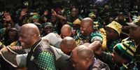 Delegates at eThekwini ANC regional conference the Durban ICC conference hall celebrate the victory of the Zandile Gumede Unity slate over the RRU faction on Sunday night. (Picture: Mandla Langa)