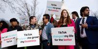 Participants hold signs in support of TikTok outside the U.S. Capitol Building on March 13, 2024 in Washington, DC. The House of Representatives will vote Wednesday on whether to ban TikTok in the United States due to concerns over personal privacy and national security unless the Chinese-owned parent company ByteDance sells the popular video app within the next six months. (Photo by Anna Moneymaker/Getty Images)