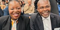 Santaco national spokesperson Rebbeca Phala and Western Cape Mobility MEC Isaac Mbulelo at the Taxi Peace Summit. (Photo: Vincent Cruywagen)